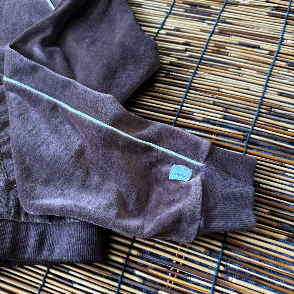 RSQ Milk Chocolate Piped Velour Track Jacket -‎ Size Medium EUC - Picture 5 of 7